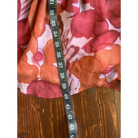 Possibility by Florl di Zucca Silk Chiffon Dress M Burgundy Floral Forest Fairy - Picture 12 of 13